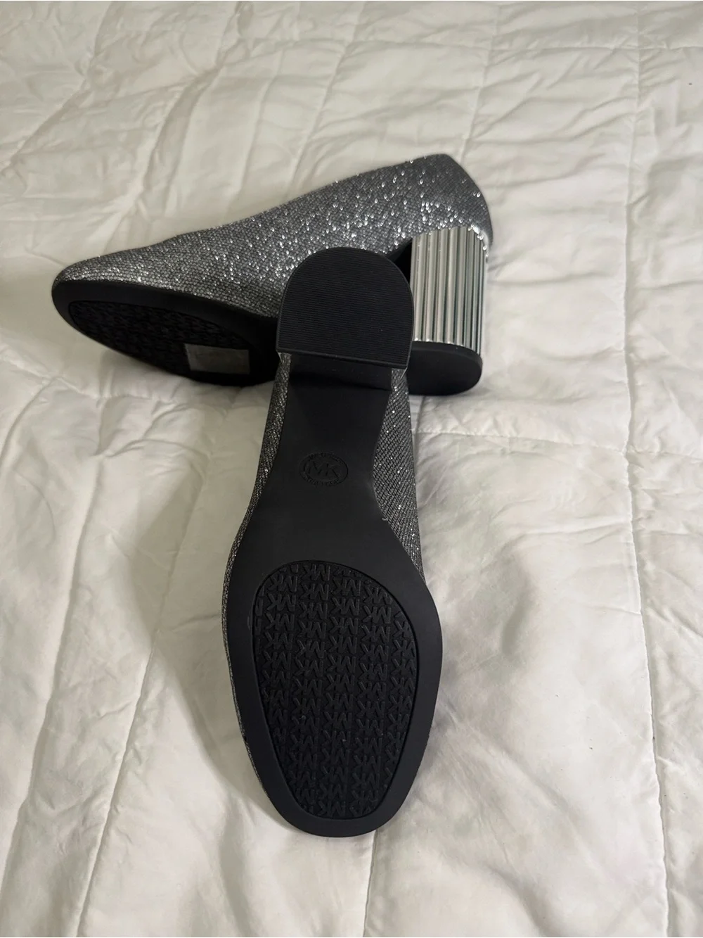 Michael Kors Glittery Charcoal Round-Toe Pumps